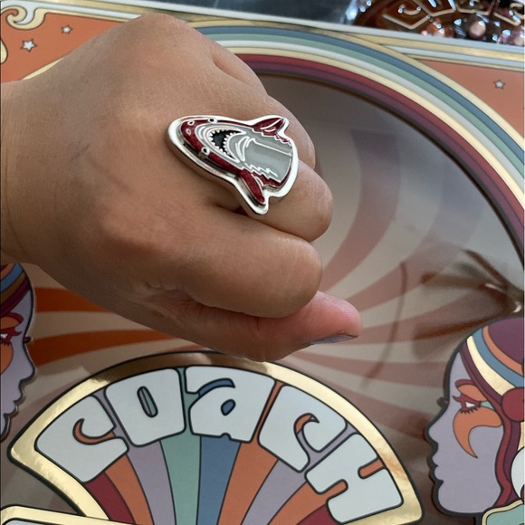Shark COACH Collab Statement Ring Silver Costume Jewelry Jaws Kawaii Cute Bite - Picture 2 of 4